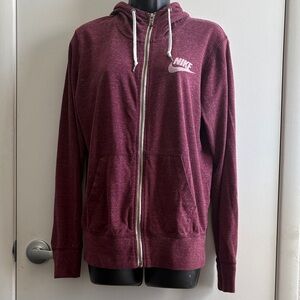 Nike Women's Cotton Preppy Burgundy Full-Zip Hoodie SZ XL